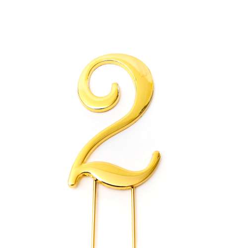 Gold Metal Number 2 Cake Topper - Click Image to Close